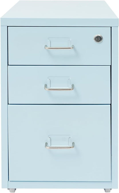 Mobile File Cabinet with 3 Drawers, Metal Filing Cabinet with Lock Vertical Storage Under Desk for Home Office Fits Legal Letter Document