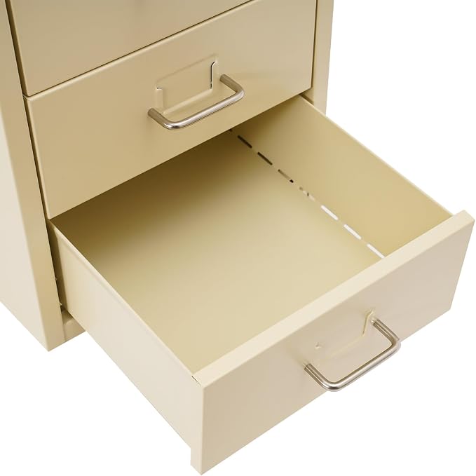 Vertical File Cabinet, 6 Drawers Rolling File Organizer Cabinets with Lock, Heavy Duty Metal Storage Cabinet, Movable Under Desk Filing Cabinet for Office, Study, Dresser (Beige)