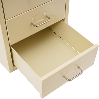Vertical File Cabinet, 6 Drawers Rolling File Organizer Cabinets with Lock, Heavy Duty Metal Storage Cabinet, Movable Under Desk Filing Cabinet for Office, Study, Dresser (Beige)