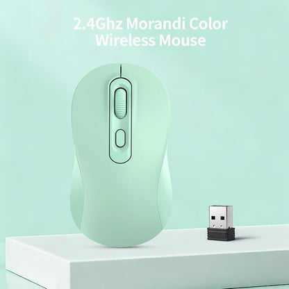 Wireless Mouse, 2026 New Model, Silent Click Ergonomic Design, Portable, 4 Buttons, Adjustable DPI (800/1200/1600), for Laptop/PC/Office (Green)