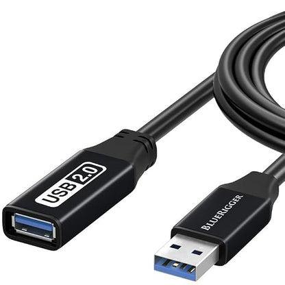 BlueRigger 2.0 USB Extension Cable 3FT (USB Extender Cord, 480 Mbps, Male to Female) Short USB Extension Cord for Webcam, VR Headset, Printer, Hard Drive, Keyboard, Mouse