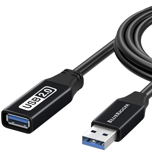 BlueRigger 2.0 USB Extension Cable 6FT (USB Extender Cord, 480 Mbps, Male to Female) Short USB Extension Cord for Webcam, VR Headset, Printer, Hard Drive, Keyboard, Mouse