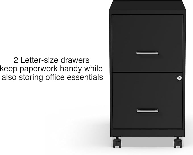 STAPLES Vertical File Cabinet for Letter/Legal Files, 2-Drawer, Letter/Legal Compatible, Locking, Black