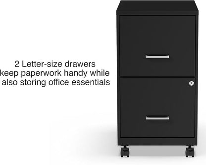 STAPLES Vertical File Cabinet for Letter/Legal Files, 2-Drawer, Letter/Legal Compatible, Locking, Black