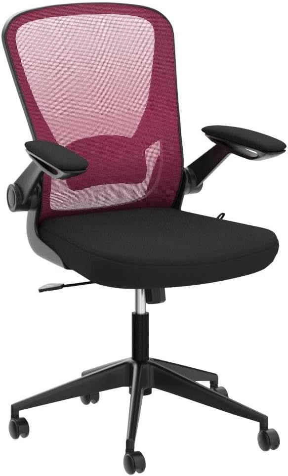 Home Office Chair Ergonomic Desk Chair Mesh Computer Chair with Lumbar Support Flip-up Arms Swivel Rolling Executive Task Chair Adjustable Chair for Adults(Pink)