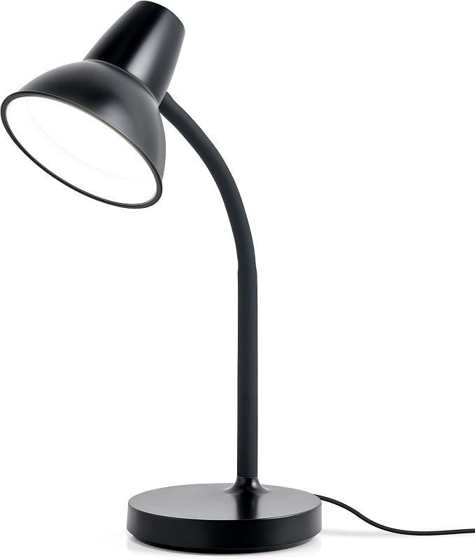 LED Desk Lamp with Flexible Gooseneck, Eye-Caring 4.5W Energy-Saving Study Lamps, Anti-tip Heavy Duty Bedside Reading Light, Desk Lamps for College Dorm Room, Home Office, Modern Lamp with 1.6m Cord