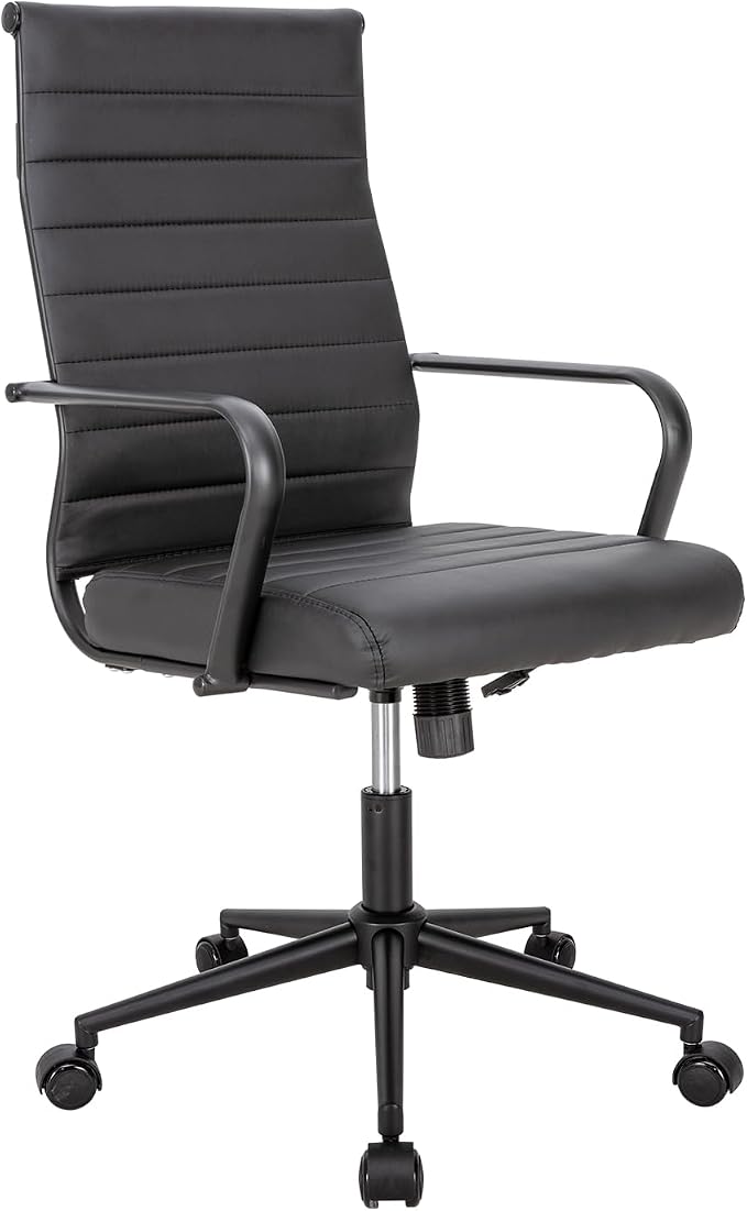 Okeysen Black Conference Room Table Chairs, Ergonomic Office Desk Chair with Wheels, PU Leather Modern Chairs, High Back Executive Swivel Rolling Chair for Home, Office