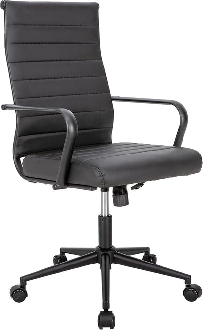 Okeysen Black Conference Room Table Chairs, Ergonomic Office Desk Chair with Wheels, PU Leather Modern Chairs, High Back Executive Swivel Rolling Chair for Home, Office