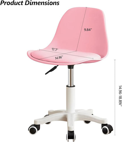 Home Office Chairs, Small Swivel Rolling Desk Chair with Silent Wheels and Low-Back,Armless Heavy-Duty Vanity Chair Height Adjustable for Bedroom,Students,Study,Teens