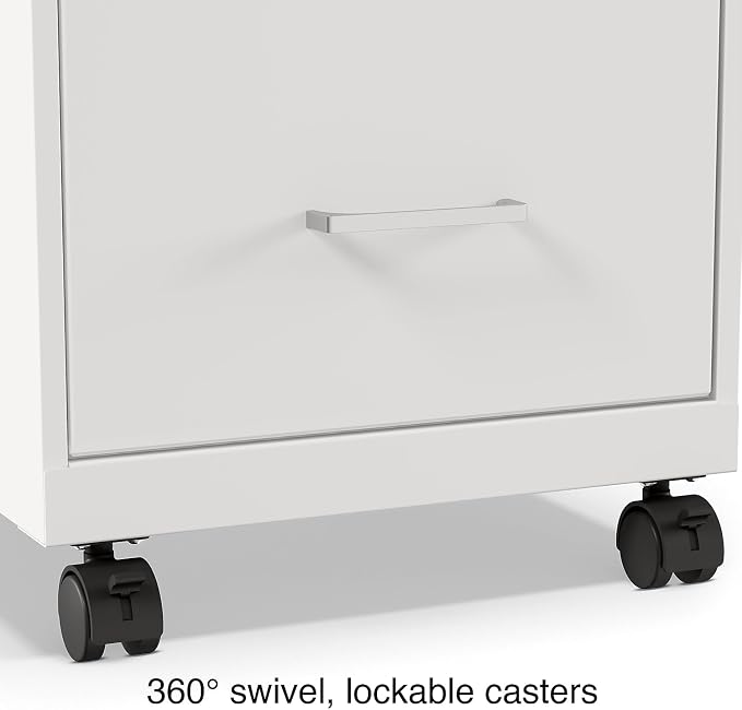 STAPLES Mobile Pedestal File Cabinet with Wheels, 2-Drawer, Letter/Legal Compatible, Locking, White