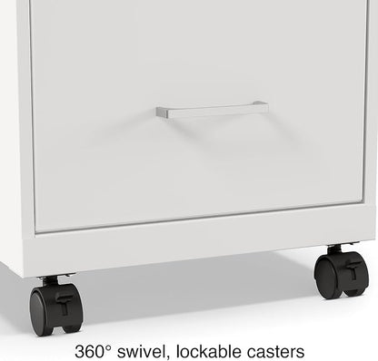 STAPLES Mobile Pedestal File Cabinet with Wheels, 2-Drawer, Letter/Legal Compatible, Locking, White