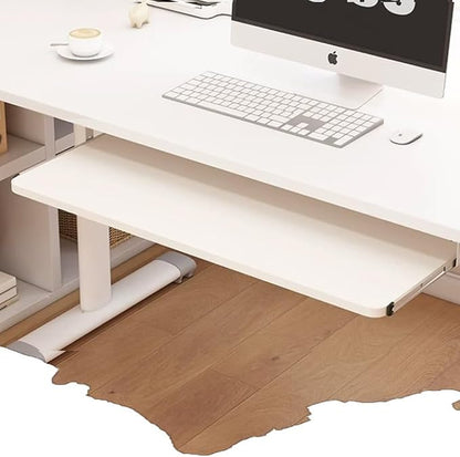 Keyboard Tray Under Desk Slide 24" 28", Pull Out Keyboard Drawer Ergonomic Keyboard Shelf, Hidden Computer Drawer Underdesk(White,70 * 24cm)