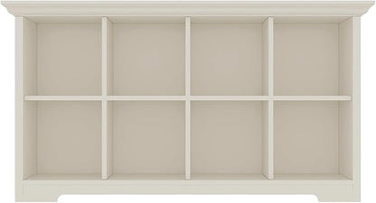 OSCHF Cube Shelf Bookcase with Base - Wooden 2 Tiers Floor Standing Low Storage Cabinet for Home and Office, 8-Cube Lattice Bookshelf, Warm White