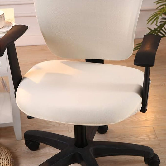 Jinzio Computer Office Chair Cover - Split Protective & Stretchable Cloth Polyester Universal Desk Task Chair Chair Covers Stretch Rotating Chair Slipcover, Cream