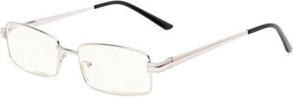 Readers Readers.com Reading Glasses: The Dash Blue Light, Metal rectangle Style for Men and Women