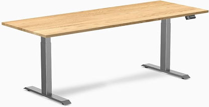 Desky Dual Hardwood Sit Stand Desk - 80x30 Electric Standing Desk - Dual Motor, 3 Stage Adjustable Height Desk - Solid Wood Standing Desk - Whole-Piece Top in White Oak Wood