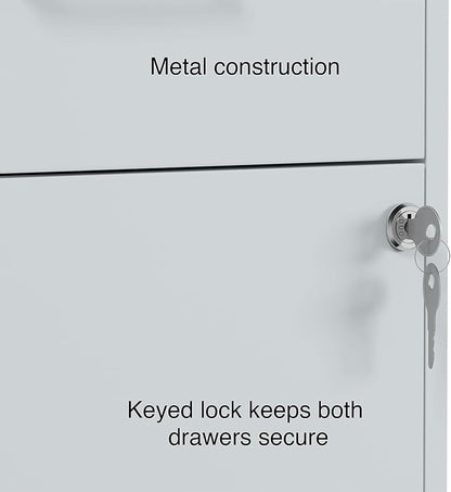Staples 2-Drawer Vertical File Cabinet, Letter Size Documents, Lockable & Mobile, 18" D x 14" W x 26.3" H, Gray