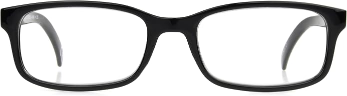 Foster Grant Men's Boston Rectangular Reading Glasses, Black/Transparent, 54 mm