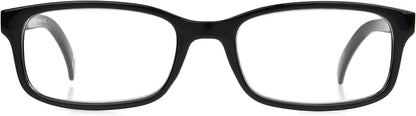 Foster Grant Men's Boston Rectangular Reading Glasses, Black/Transparent, 54 mm