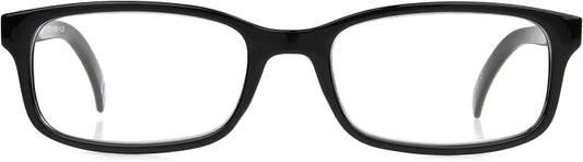 Foster Grant Men's Boston Rectangular Reading Glasses, Black/Transparent, 54 mm
