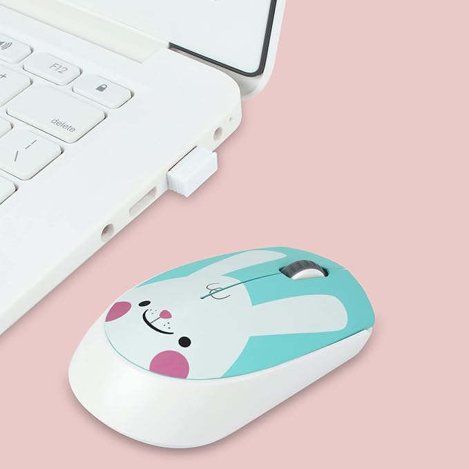 3C Light 2.4GHz Wireless Cute Silent Portable Optical Mouse - 3 Adjustable DPI for Laptop, Desktop PC (Rabbit)