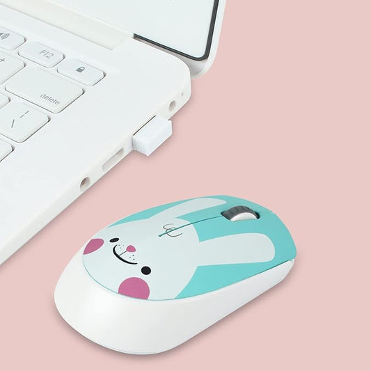 3C Light 2.4GHz Wireless Cute Silent Portable Optical Mouse - 3 Adjustable DPI for Laptop, Desktop PC (Rabbit)