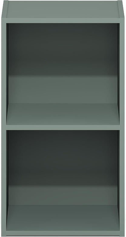 Furinno PASIR Book Shelf, 2-Tier Modern Bookshelf, Open Shelves Bookcase 9 x 12 x 21, Easy Assembly, for Living Room, Bedroom, Home Office, Sage Green