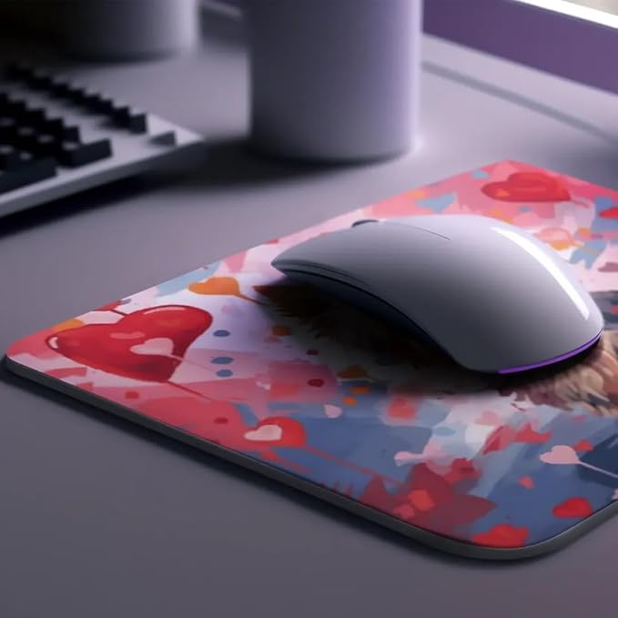Yorkie Mouse Pad Dog with Red Hearts Pattern Non-Slip Rubber Mouse Pad Puppy in Love Mouse Pad for Home Office Work Desk Computer Desktop Laptop for Dog Lovers