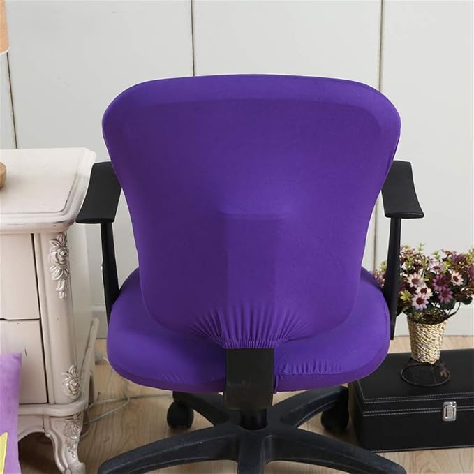 Jinzio Computer Office Chair Cover - Split Protective & Stretchable Cloth Polyester Universal Desk Task Chair Chair Covers Stretch Rotating Chair Slipcover, Purple