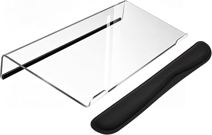 Keyboard Stand for Desk, 17 Inch Clear Ergonomic Keyboard Riser with Wrist Rest, Anti-Slip Silicone Strips, Sturdy Computer Keyboard Lift for Office Home Gaming Typing