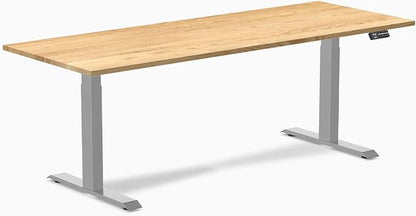 Desky Dual Hardwood Sit Stand Desk - 80x30 Electric Standing Desk - Dual Motor, 3 Stage Adjustable Height Desk - Solid Wood Standing Desk - Whole-Piece Top in White Oak Wood