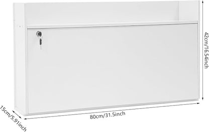 Wall Mounted Foldable Desk Cabinet, 31.5" Floating Desk with Storage, Space Saving Wall-Mounted Workstation for Home Office
