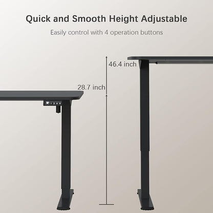 Furmax Electric Height Adjustable Standing Desk Large 48 x 24 Inches Sit Stand up Desk Home Office Computer Desk Memory Preset with T-Shaped Metal Bracket, Black