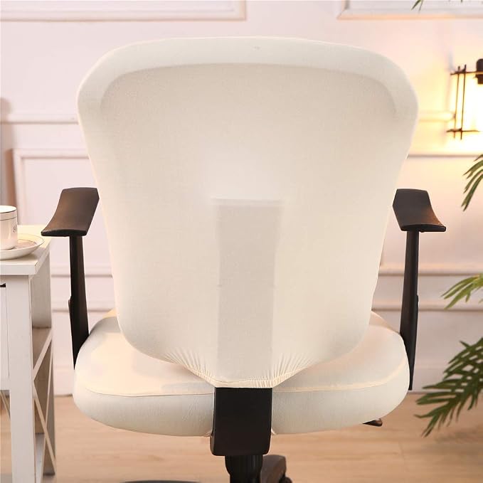 Jinzio Computer Office Chair Cover - Split Protective & Stretchable Cloth Polyester Universal Desk Task Chair Chair Covers Stretch Rotating Chair Slipcover, Cream