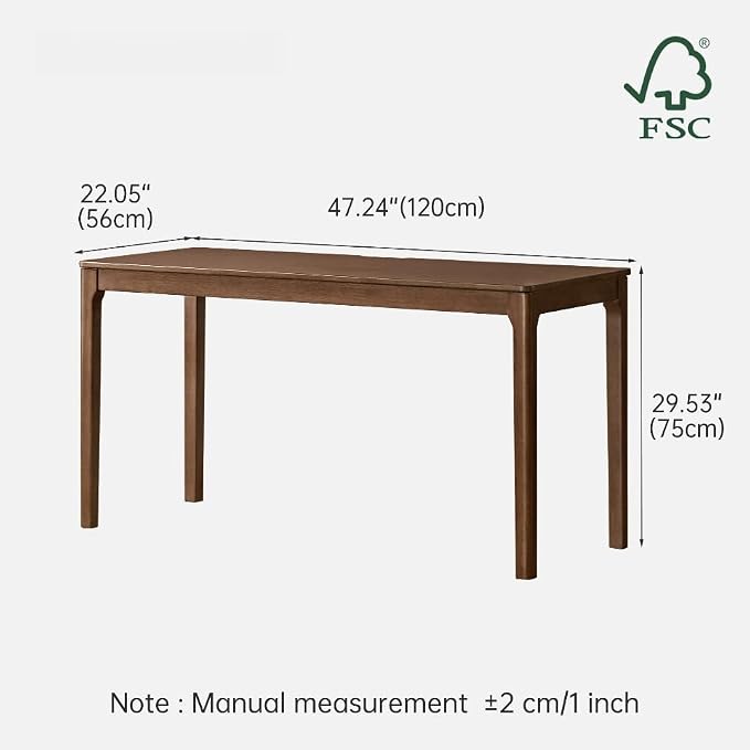 Solid Wood Writing Desk, Mid Century Modern Wood Desk, Vintage Home Office, Computer Desk for Study, Work & Gaming 47.24" W