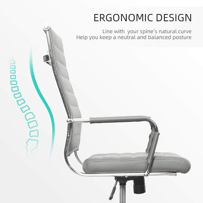 Okeysen Ergonomic Office Desk Chair, Modern PU Leather Conference Room Chairs Ribbed, High Back Executive Swivel Rolling Chair for Home, Office