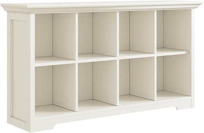 OSCHF Cube Shelf Bookcase with Base - Wooden 2 Tiers Floor Standing Low Storage Cabinet for Home and Office, 8-Cube Lattice Bookshelf, Warm White