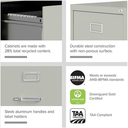 Scranton & Co 25" 4-Drawer Metal Letter Width Vertical Filing Cabinet in Gray, Lockable, Sturdy Steel Construction, Office or Home Use, Durable Letter Size File Storage