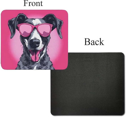 Pink Mousepad Glamour Dog Great Dane Mouse Pad for Home Office Gaming Working Desk Computer Desktop Accessories Non-Slip Rubber Mousepad for Dog Lovers