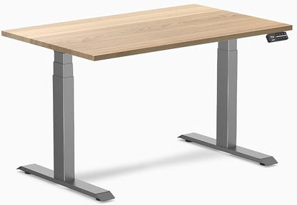 Desky Dual Hardwood Sit Stand Desk - 48x30 Electric Standing Desk - Dual Motor, 3 Stage Adjustable Height Desk - Solid Wood Standing Desk - Whole-Piece Top in White Ash Wood