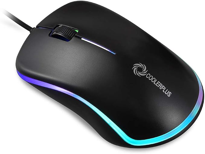 COOLERPLUS FC112 USB Optical Wired Computer Mouse with Easy Click for Office and Home, 1000DPI, Premium and Portable,Compatible with Windows PC, Laptop, Desktop, Notebook (Black)