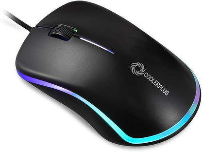 COOLERPLUS FC112 USB Optical Wired Computer Mouse with Easy Click for Office and Home, 1000DPI, Premium and Portable,Compatible with Windows PC, Laptop, Desktop, Notebook (Black)
