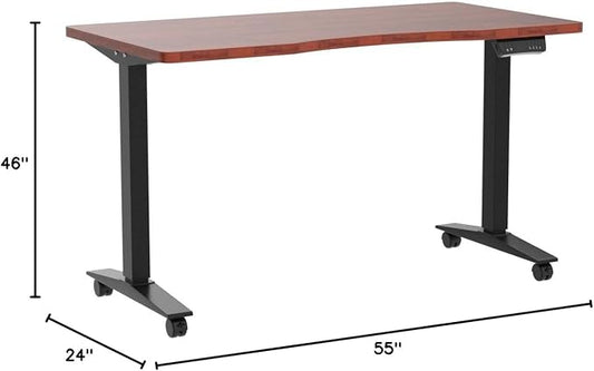 Monomi Height Adjustable Electric Standing Desk, 55 x 24 Inches Stand up Desk, Sit Stand Home Office Computer Desk(Black Frame+Cherry Top)