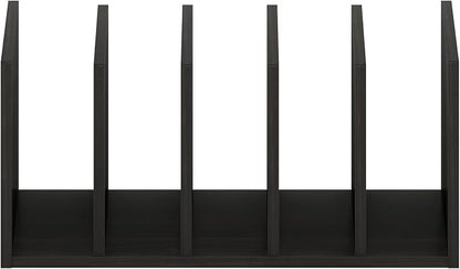 Furinno HERMITE Desk File Folder Organizers, 5-Space Vertical Desktop Office Organization Racks, Desk Top Display Book Shelf, for Paper, Office Supplies, Magazine, Espresso