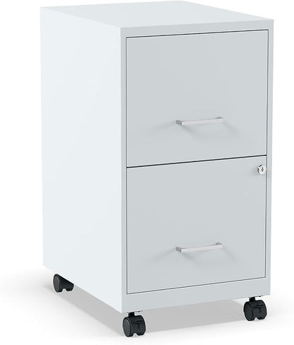 Staples 2-Drawer Vertical File Cabinet, Letter Size Documents, Lockable & Mobile, 18" D x 14" W x 26.3" H, Gray