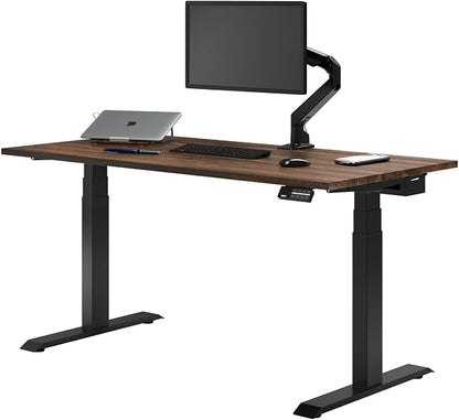 Desky Dual Hardwood Sit Stand Desk - Electric Standing Desk - Dual Motor,3 Stage Adjustable Height Desk - Solid Wood Whole-Piece Top - Standing Desk with Cable Management