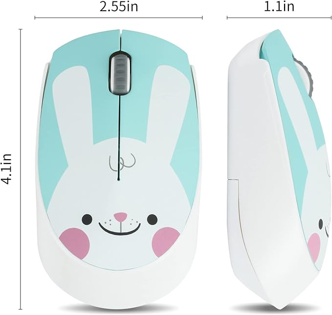 3C Light 2.4GHz Wireless Cute Silent Portable Optical Mouse - 3 Adjustable DPI for Laptop, Desktop PC (Rabbit)