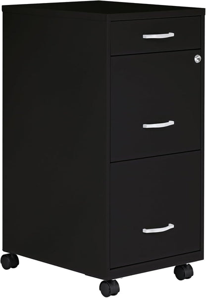 Lorell NuSparc Mobile 3 Drawer Locking Filing Cabinet | Pre-Assembled Steel Construction | Space-Saving Design is Perfect for Home and Small Office | Letter-Size | Assembled in North America
