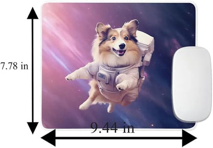 Mouse Pad Astronaut Dog in Space Mouse Pad Puppy floating in Space for Home Office Work Desk Computer Desktop Laptop for Dog Lovers (Shetland Sheepdog)