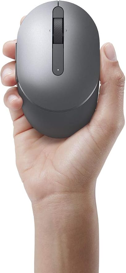 Dell MS5120W Mobile Pro Wireless Mouse – Wireless 2.4GHz, Bluetooth 5.0, Microsoft Swift Pair/Dell Pair (Windows 10 & 11 only), Optical LED Sensor - Gray
